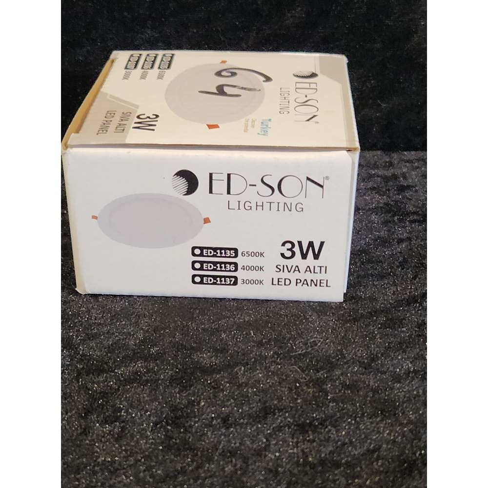 3W SIVA ALTI LED PANEL 3000k GÜN IŞIĞI