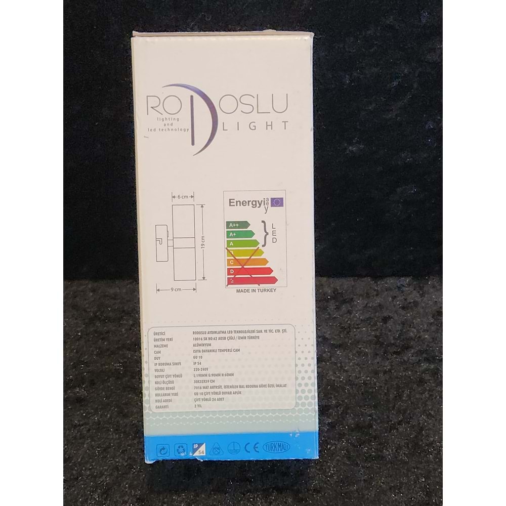 RODOSLU GU 10 ÇİFT YÖNLÜ DUVAR APLİK MAT ANTRESİT
