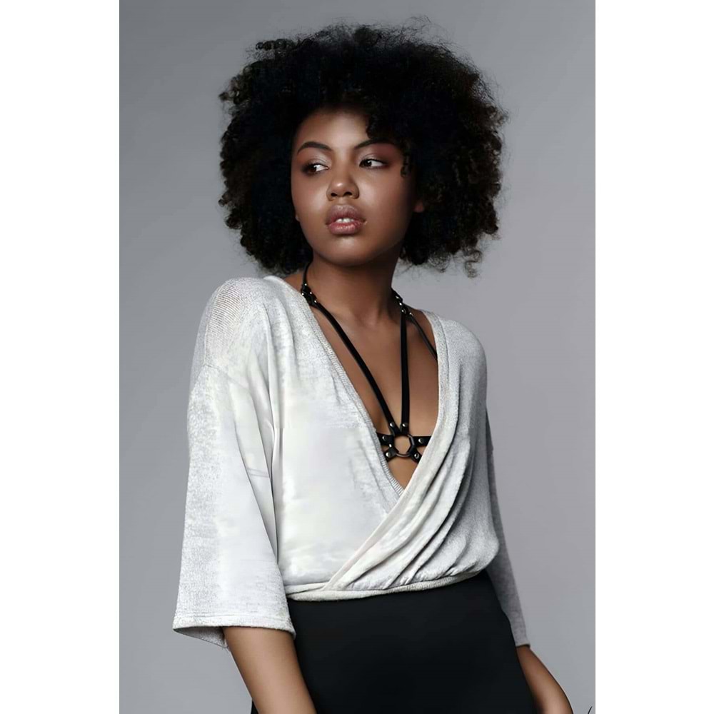 Omuz Göğüs Detaylı Şık Deri Harness 2XL/3XL