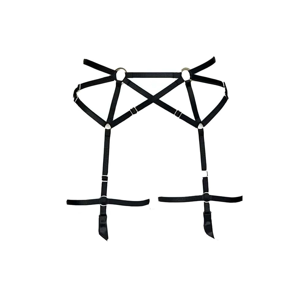 Köprü Detaylı Elastik Seksi Jartiyer Harness Kırmızı 2XL/3XL