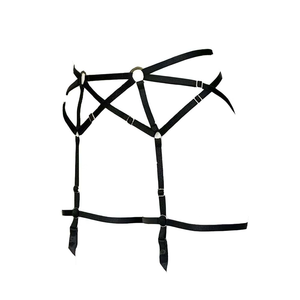 Köprü Detaylı Elastik Seksi Jartiyer Harness Kırmızı 2XL/3XL