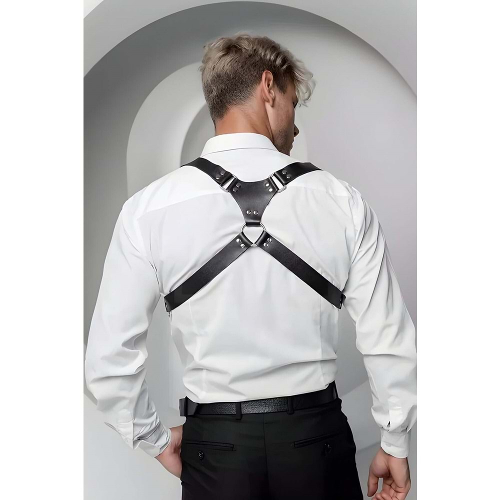 Sırt Detaylı Şık Erkek Kemer, Tarz Erkek Kemer, Erkek T-shirt Kemeri Siyah L/XL