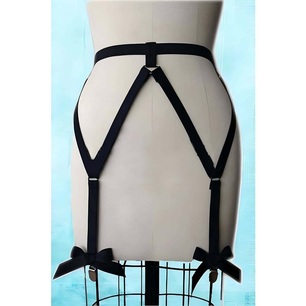 Fiyonklu Esnek Seksi Jartiyer Harness L/XL