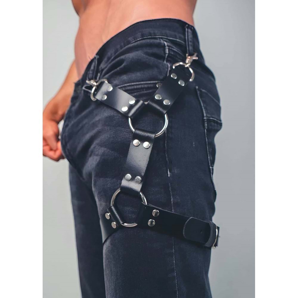 Bacağı Saran Seksi Deri Harness 2XL/3XL