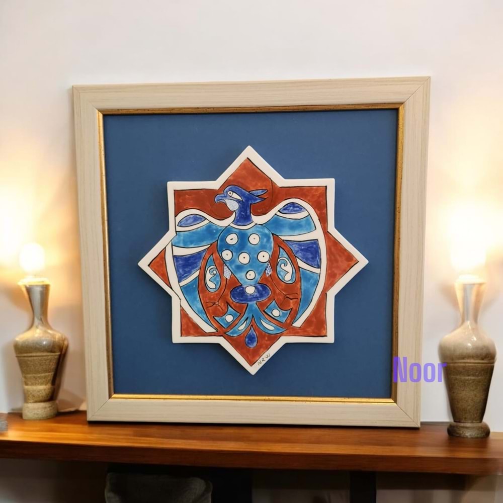 Ela Boyaması Seramik 30x30 Ebatlarında Anka Kuşu Figürü