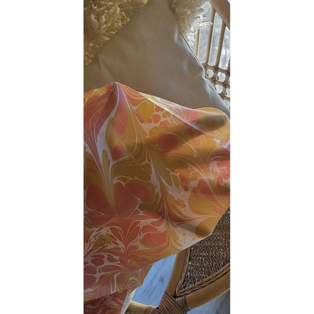 Turuncu Laleler Ebru İpek Fular