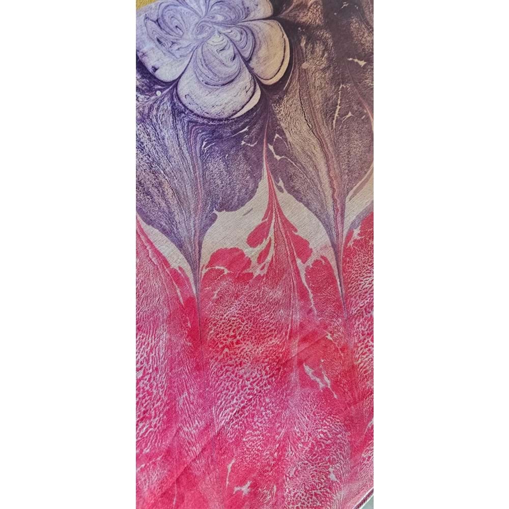 ebru çalışmalı ipek pembe fular