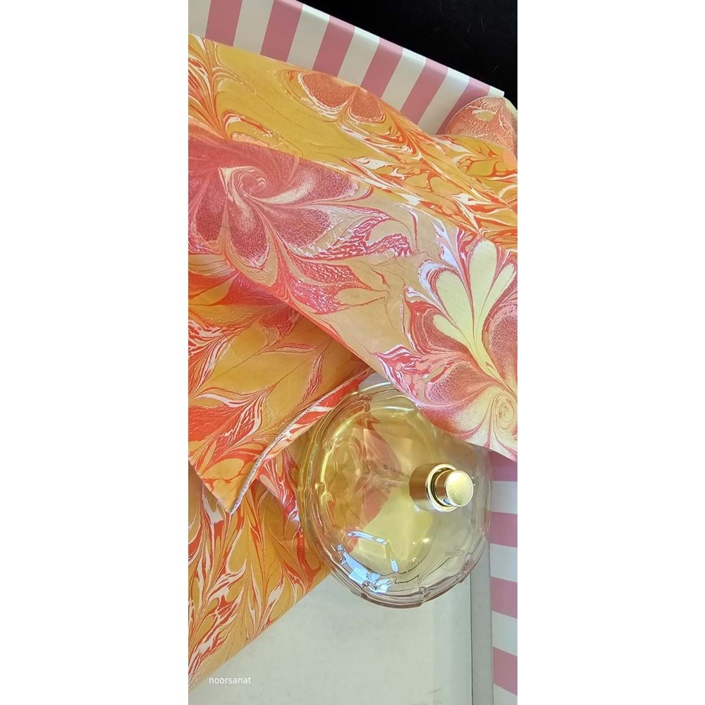 Turuncu Üzerinde Sarı Papatyalar Ebru ipek Fular