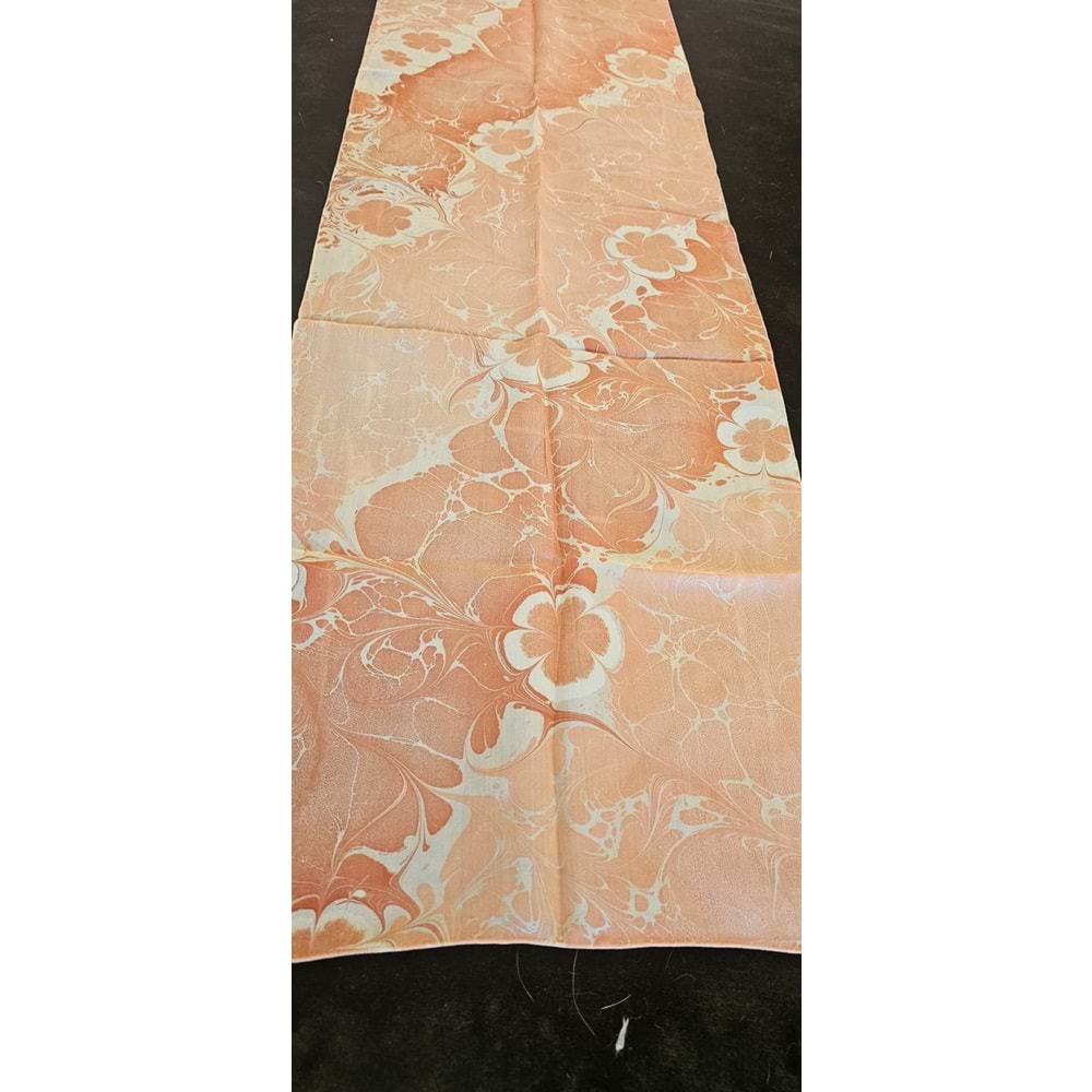 Somon Beyaz Papatyalı Ebru İpek Fular