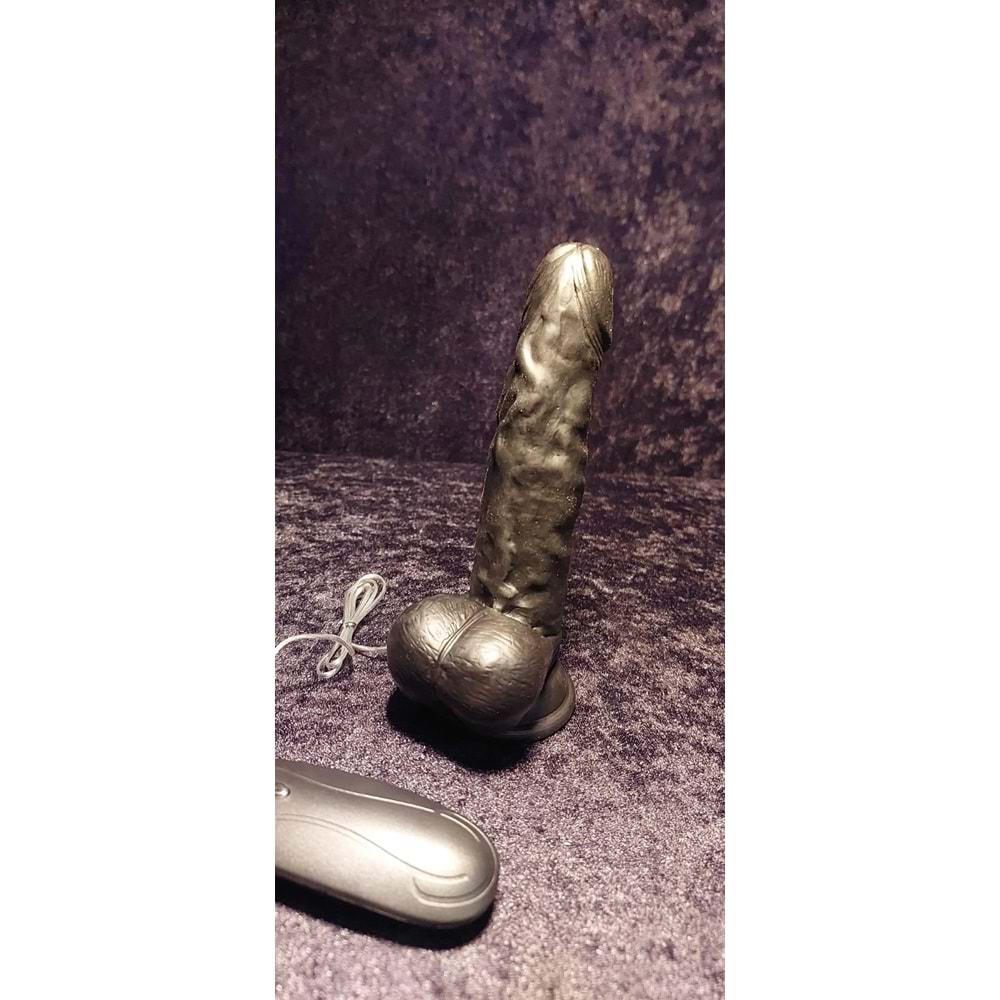 Zenci Güçlü Titreşimli 23 cm Vibratör Realistik Dildo