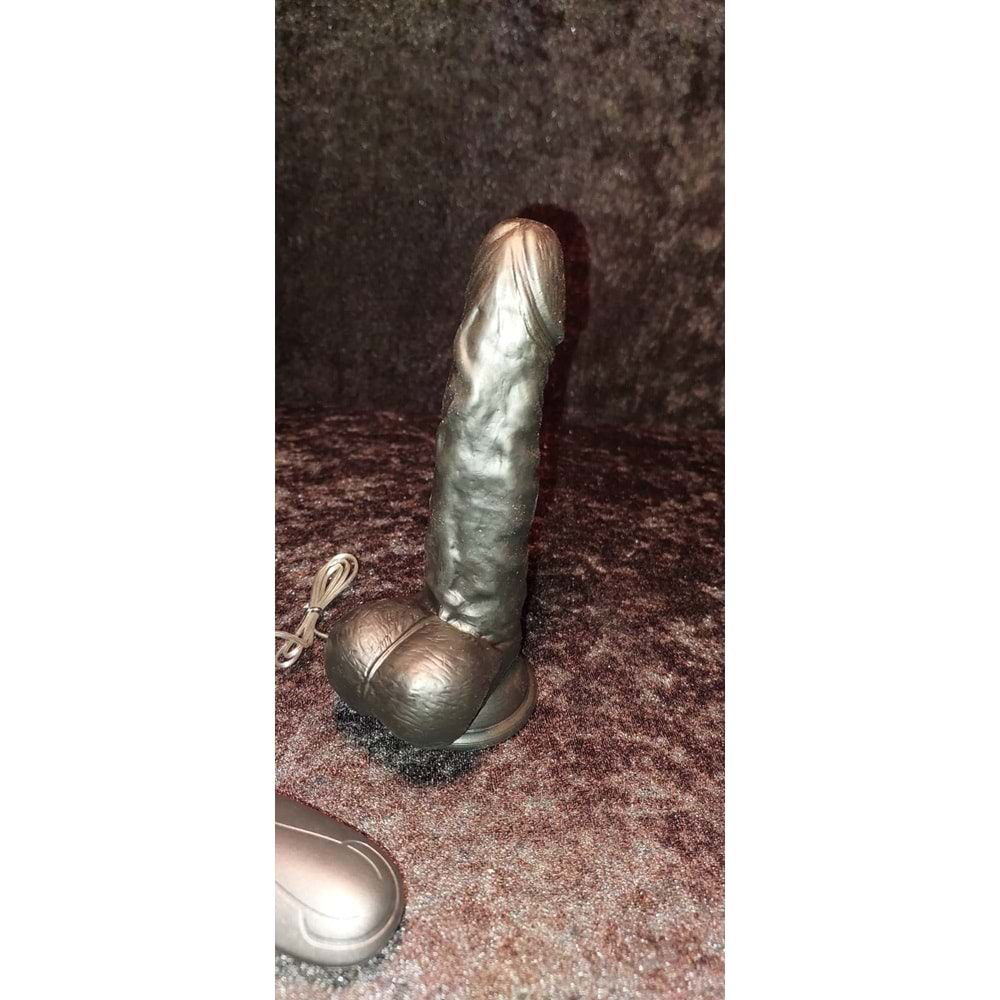 Zenci Güçlü Titreşimli 23 cm Vibratör Realistik Dildo