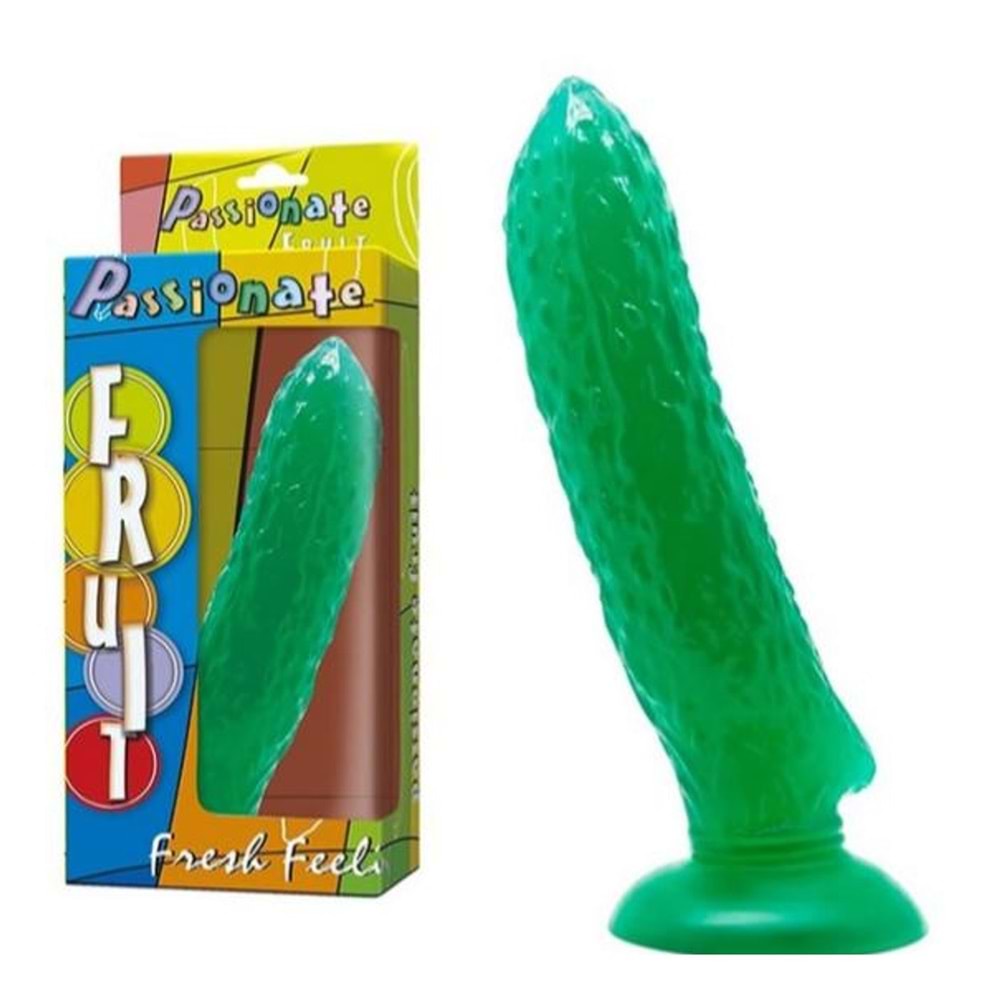 Passionate Fruit 17 cm Vantuzlu Jel penis Anal Dildo Salatalık