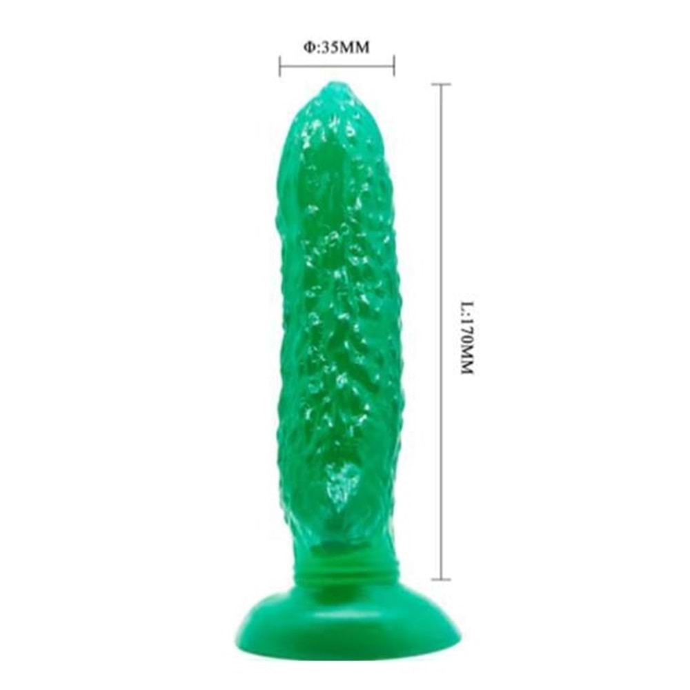 Passionate Fruit 17 cm Vantuzlu Jel penis Anal Dildo Salatalık
