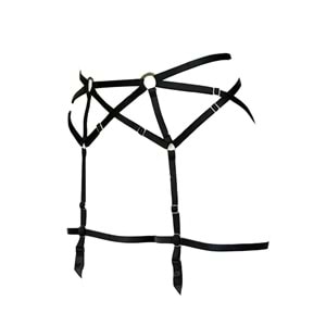 Köprü Detaylı Elastik Seksi Jartiyer Harness Kırmızı 2XL/3XL