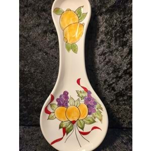 Üzüm ve Limon Desenli El Boyaması Kaşıklık