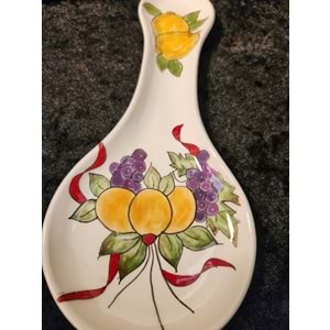 Üzüm ve Limon Desenli El Boyaması Kaşıklık