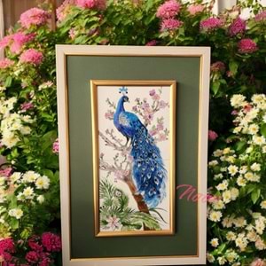 El Yapımı Seramik Tavuş Kuşu Model 60x40 cm