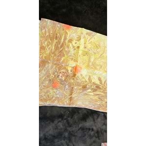 Kahverengi Üzerine Turuncu Çiçekli İpek Fular