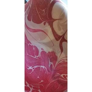Pembe Üzeri Beyaz Çiçekli Ebru İpek Fular