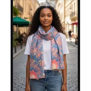 Lacivert Üzerine Gül kurusu Ebru İpek Fular