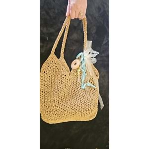 Camel Rengi Tül Süslemeli Şık Çanta