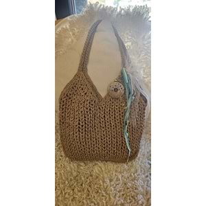Camel Rengi Tül Süslemeli Şık Çanta