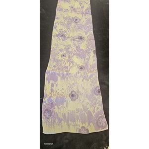 Sarı Üzerine Mor Menekşe Ebru İpek Fular