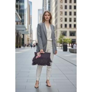 İpek Fularlı Yusufcuk Broşlu Kağıt İp El Örgüsü Çanta