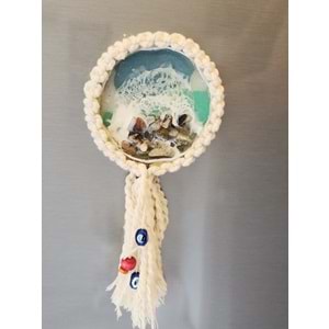 Deniz Dalgası Efektli Epoksi El Yapımı Makrome Örme Buzdolabı Magneti