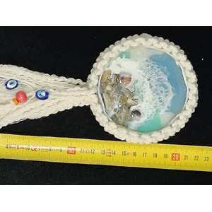 Deniz Dalgası Efektli Epoksi El Yapımı Makrome Örme Buzdolabı Magneti