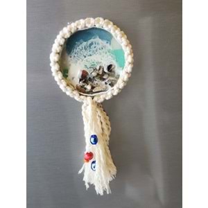 Deniz Dalgası Efektli Epoksi El Yapımı Makrome Örme Buzdolabı Magneti