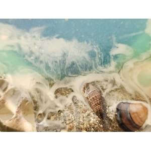 Deniz Dalgası Efektli Epoksi El Yapımı Makrome Örme Buzdolabı Magneti