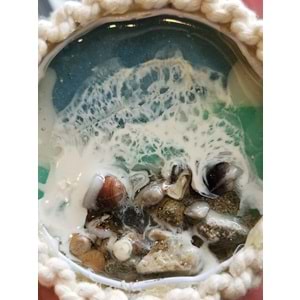 Deniz Dalgası Efektli Epoksi El Yapımı Makrome Örme Buzdolabı Magneti