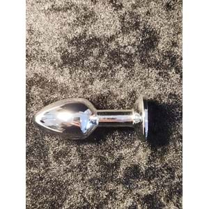 Metal Elmas Taşlı Anal Plug Mor En Küçük Boy