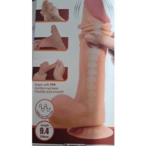 Titreşimli 24 cm Kıkırdaklı Realistik Penis Damarlı Dildo