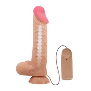 Titreşimli 24 cm Kıkırdaklı Realistik Penis Damarlı Dildo
