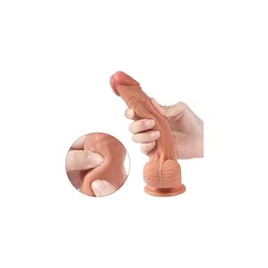 Yeni Nesil Çift Katmanlı Vantuzlu Tam Realistik Penis 20 cm