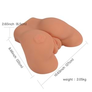 Büyük Tam Boy 2 İşlevli Realistik Titreşimli Bayan Kalça Girl Ass