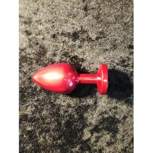 Metal Rainbow Taşlı Kırmızı Anal Plug Orta Boy