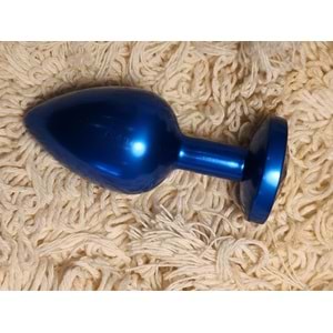 Metal Rainbow Taşlı Mavi Anal Plug Orta Boy