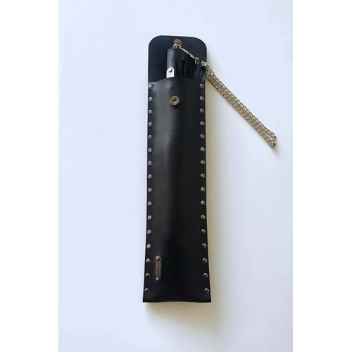 Deri Çantalı Şık Suni Deri Kırbaç,Sexy Aksesuar Siyah