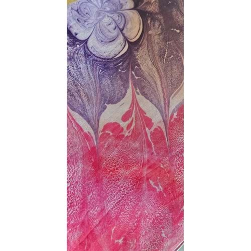 ebru çalışmalı ipek pembe fular