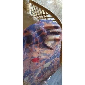 Pembe Üzerine Kırmızı Beyaz Çiçekler Ebru İpek Fular