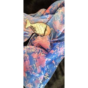 Lacivert Üzerine Gül kurusu Ebru İpek Fular