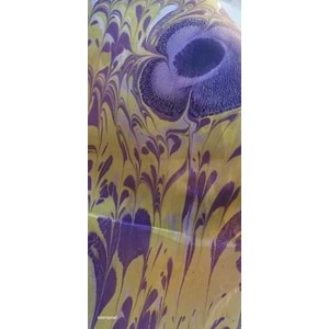 Sarı Üzerine Mor Menekşe Ebru İpek Fular