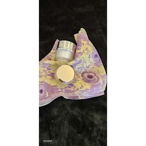 Sarı Üzerine Mor Menekşe Ebru İpek Fular