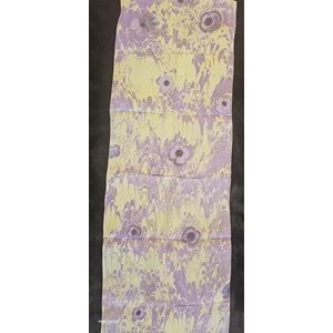 Sarı Üzerine Mor Menekşe Ebru İpek Fular